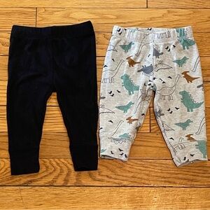 Dinosaur Print and Black Kids Joggers (Both 3-6 Month Size)
